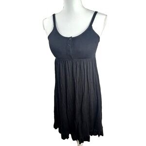 JOYSPUN Maternity Nightgown Black Button Front Empire Waist Tank Size S M